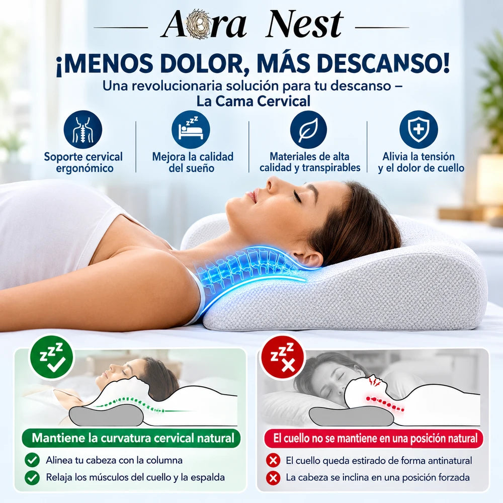 Almohada Cervical Viscoelastica ¿Te despiertas con dolor de cuello? Descansa mas comodamente
