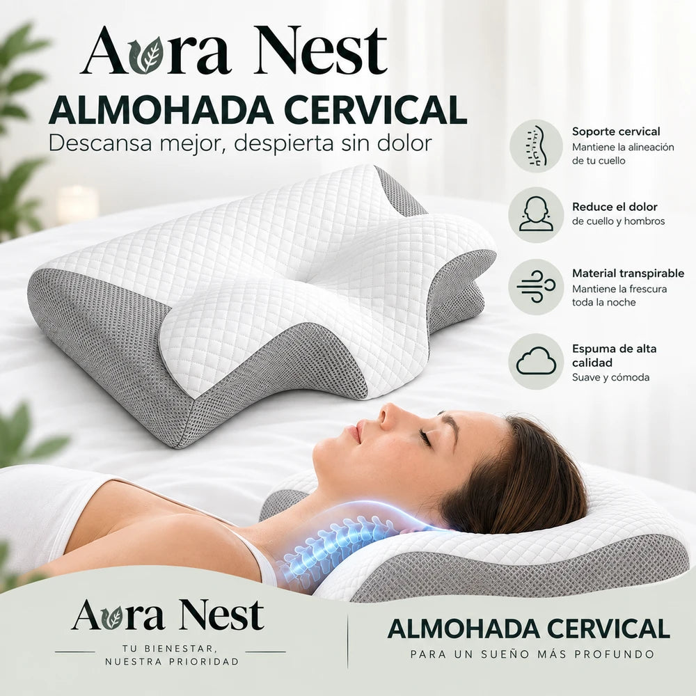 Almohada Cervical Viscoelastica ¿Te despiertas con dolor de cuello? Descansa mas comodamente